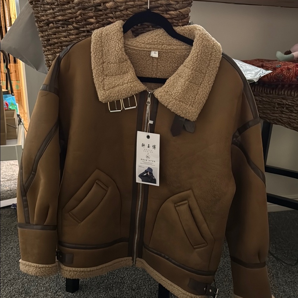 Brown Shearling Aviator Jacket